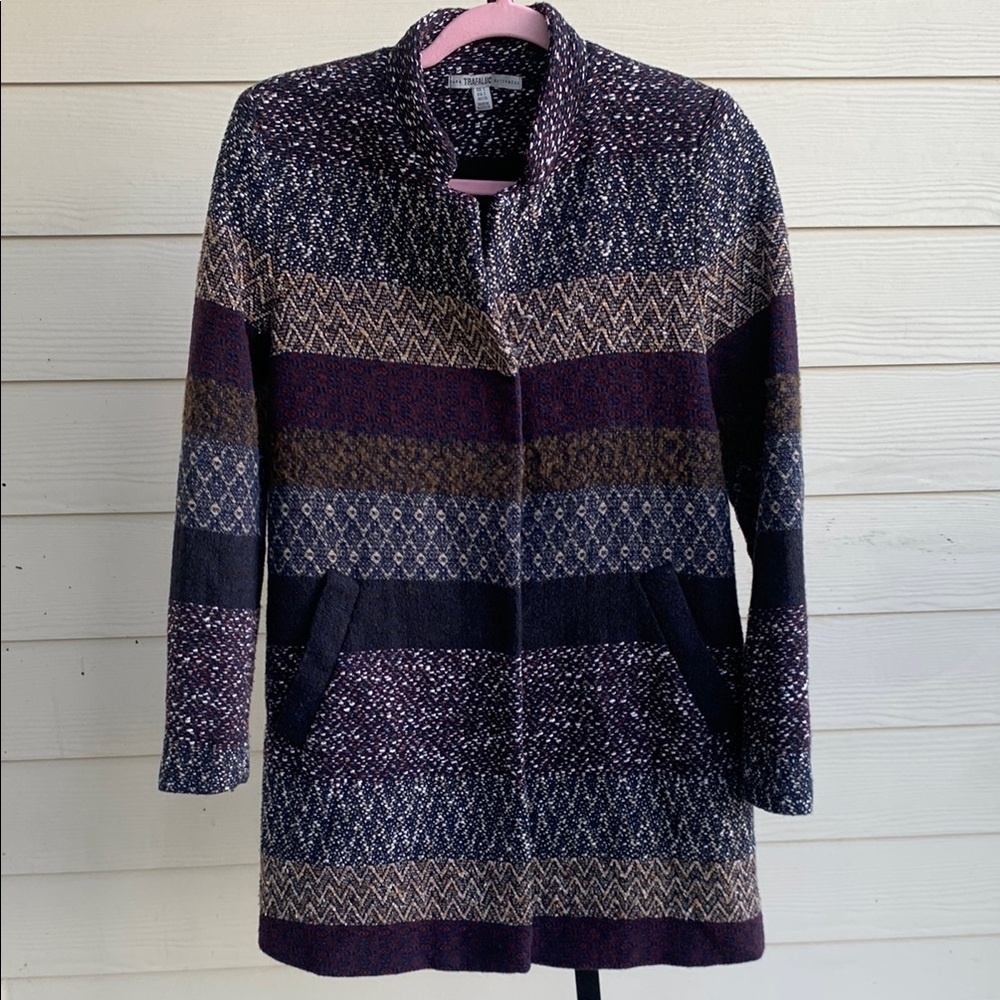 Zara Multicolor Knit Coat jacket small